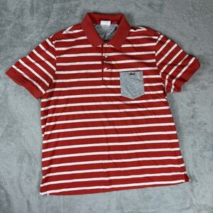 Lacoste Striped Polo Short Sleeve Orange White Mens Size 7